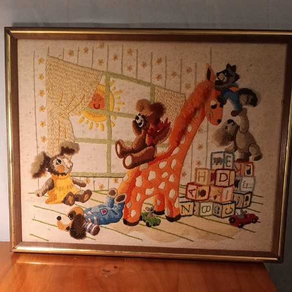 Vintage Animal Cross Stitch For Kids Room - Picture 1 of 9